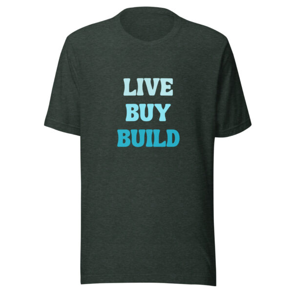 "Live, Buy, Build" (Dark) Unisex t-shirt - Image 4