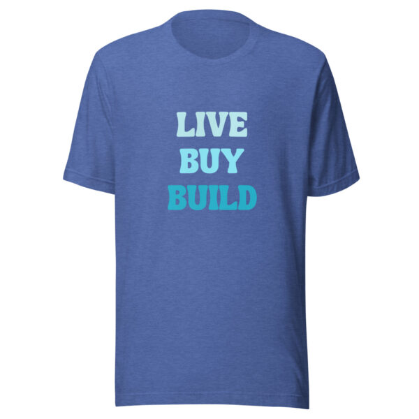 "Live, Buy, Build" (Dark) Unisex t-shirt - Image 6